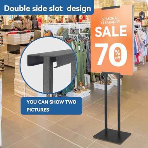 QKA Poster Stand for Display, Double Sided Pedestal Sign Holder , Heavy Duty Adjustable Floor Standing Height  — view 4