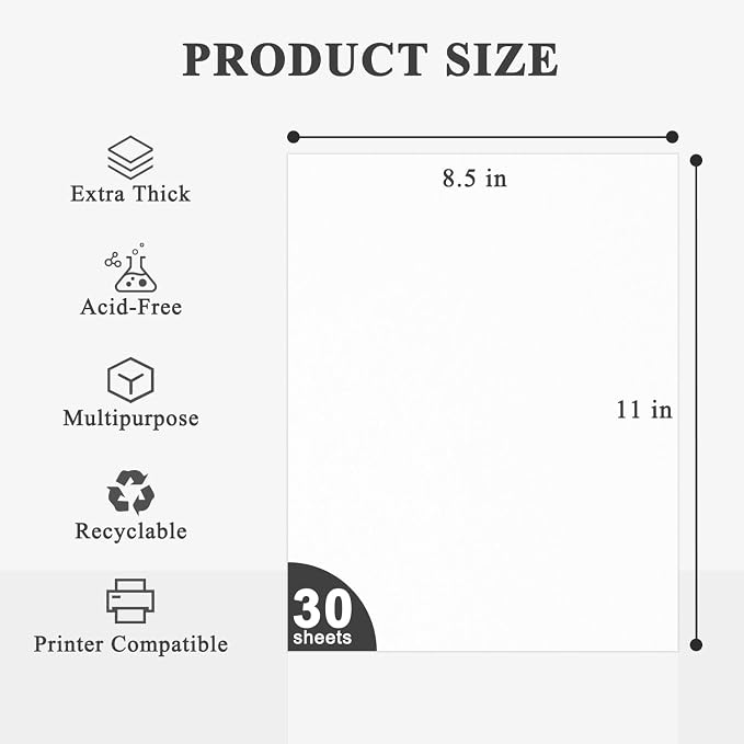 White Cardstock 8.5 x 11"Inch, 80lb Cardstock Paper, 30 Sheets Card Stock Paper — view 2