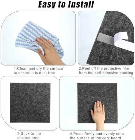 Large Cork Board 36" x 24", 6 Pack Felt Bulletin Board Pin Boards — view 4