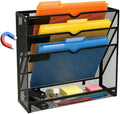 4 Tier Magnetic File Holder, Large Capacity Mesh Hanging Wall
