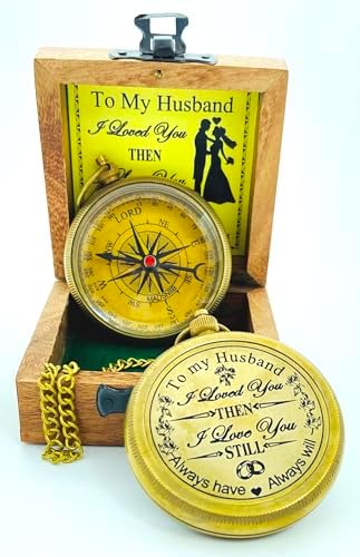 MADSNIIB Engraved Compass with Wooden Box, Antique Compass for him, Handmade Gift Ideas for Office,Home Decor, — view 5