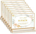 EHWINE 8 Pack Acrylic Sign Holder 8.5 x 11 Horizontal, Double-Sided Stand up Table Top Sign Holders, Gold Acrylic Picture Fra