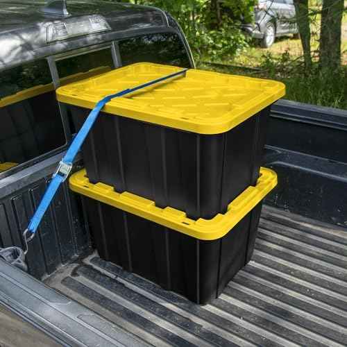 6 Pack, Large 27 Gallon Durable Plastic Storage Bin with Snap-On Lid, Storage Bin for Home Garage Organization — view 5
