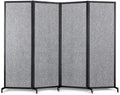 Room Partition, 8'5"L* 6'7"H,4 Panel,Light Grey