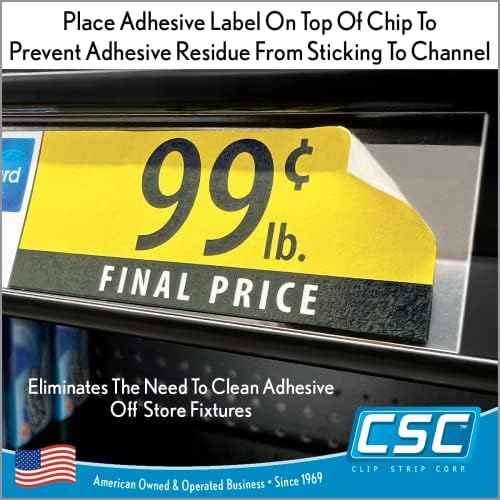 Price/Data Channel Label Holder Chips, 250 Pack, Clear Plastic Tags, 2" L x 1.25" H, 7.5 Mil Thick, Gondola Sh — view 2