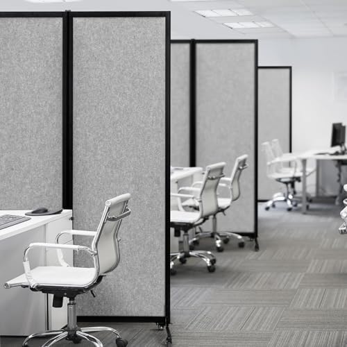 Room Partition 2.0 Upgrade Version,6'L* 6'7"H,3 Panel,Light Grey — view 6