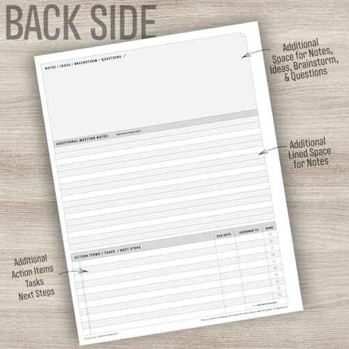 Meeting Notepad - 8.5 x 11-50 Sheets Double Sided Work School Meeting Pad Objectives, Agenda, Notes, Action, T — view 6
