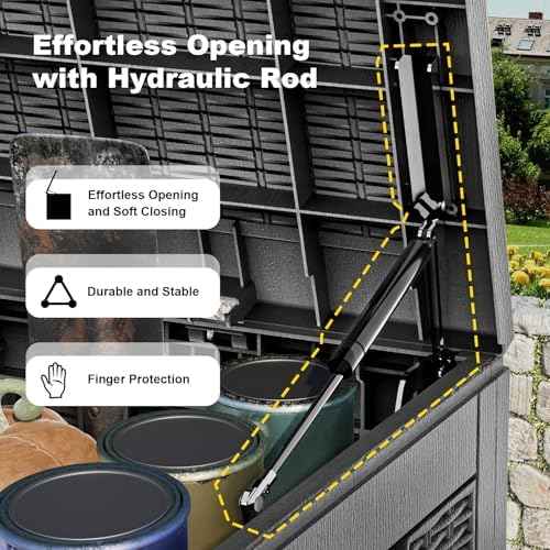 PatioZen 150 Gallon Resin Deck Box, Lockable Patio Outdoor Storage Box for Furniture, Garden Tools and Tools S — view 2