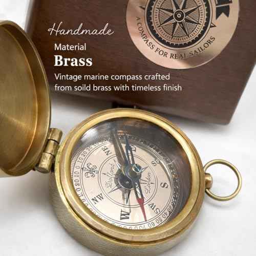 Antique Brass Marine Compass with Wooden Box 2 Inch – Magnetic Nautical Navigation Tool | Vintage Collectible  — view 4