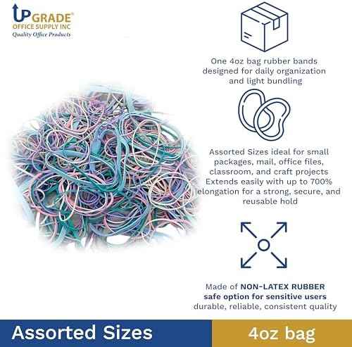 Upgrade Office Supply Rubber Bands, Assorted Size and Color, 4 oz Bag, USA — view 4