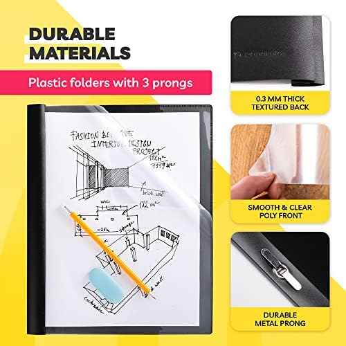 Report Covers - (30 Set), 8.5 x 11 Letter Size, 3-Prong Fasteners, Clear Front Plastic Folders - Perfect for P — view 3