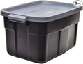 Rubbermaid Garage Storage Bins Black Plastic Stackable Storage