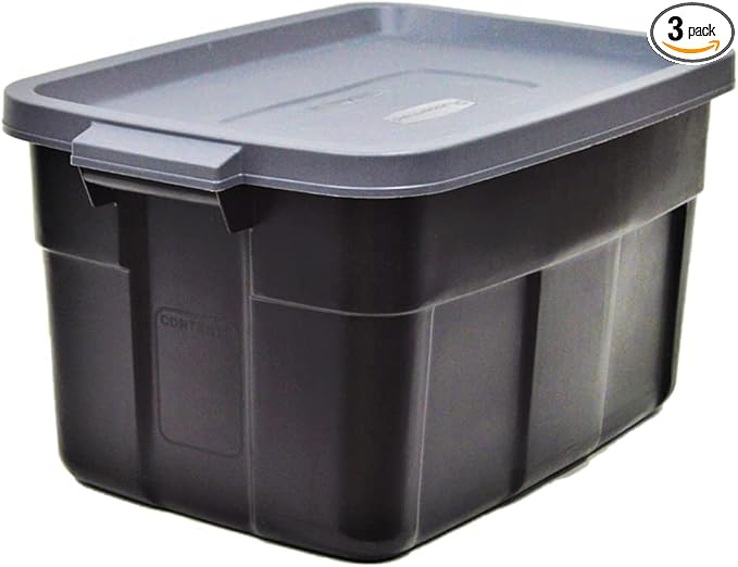 Rubbermaid Garage Storage Bins Black Plastic Stackable Storage