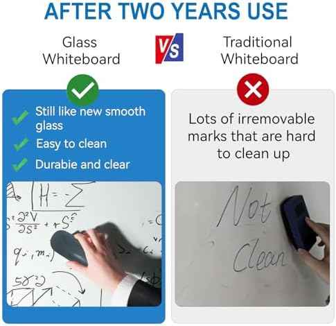 Glass Dry Erase White Board - 48 x 36 Inches Magnetic Glass Whiteboard for Wall Mounted, 4' x 3' Frameless Boa — view 2