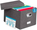 Internet's Best Collapsible File Storage Organizer | Decorative Linen Filing & Storage Office Box | Letter/Legal | Grey