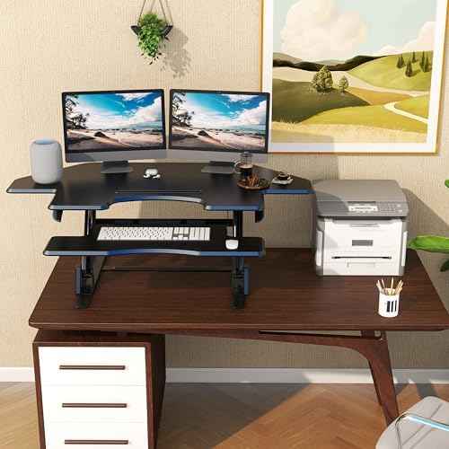 47 inch Corner Standing Desk Converter, Height Adjustable Sit Stand Desk Riser, Black, GSD06T — view 6