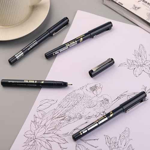 16 Pack Micro Fineliner Drawing Pens - Waterproof Black Ink, Assorted Tip Sizes for Sketching, Manga, Anime, C — view 5