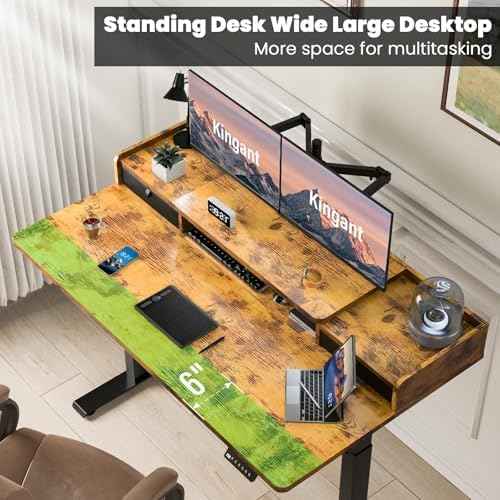 Kingant Standing Desk with Dual Drawers,Electric Height Adjustable 55"x 30" — view 3