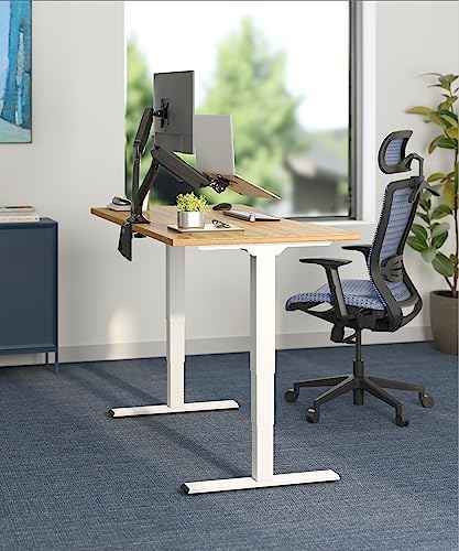 FlexiSpot E6 Bamboo 3-Stage Dual Motor Electric Standing Desk 55 x 28 Sit Stand Up Desk, Holds 220 lbs, Adjust — view 2