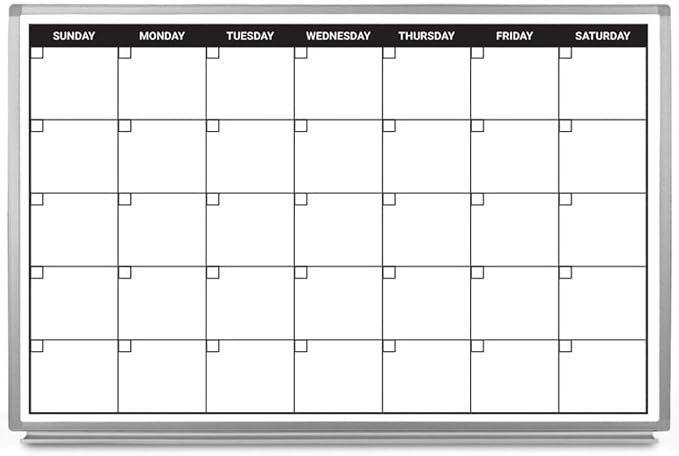 Month Calendar Dry-Erase Scheduling Whiteboard 36" x 24"
