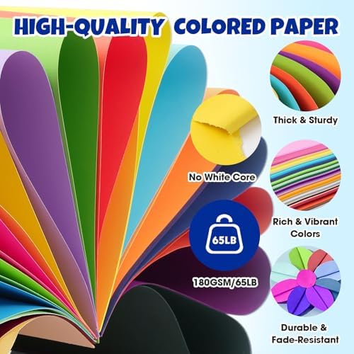TUXIYA 50 Sheets 8.5" X 11" Colored Cardstock, 50 Colors Card Stock — view 3
