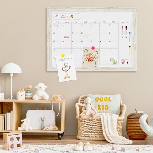 4 THOUGHT Whiteboard Calendar 36" x 24" Magnetic White Board, Vintage White — view 7