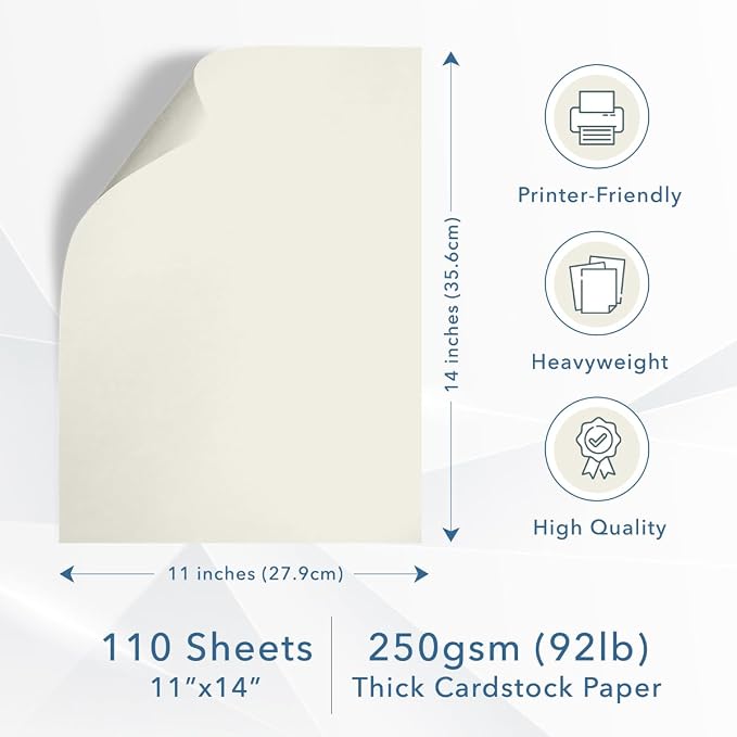 MOS Off-White Cardstock Paper 11 x 14 Inch — Heavyweight Poster Board Card Stock — view 2