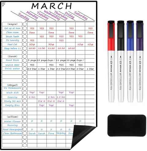 Dunzoom Multi-Use Magnetic to Do List White Board Chore Chart List for Refrigerator 17.3x11'' Goal Task Habit Tracker Monthly