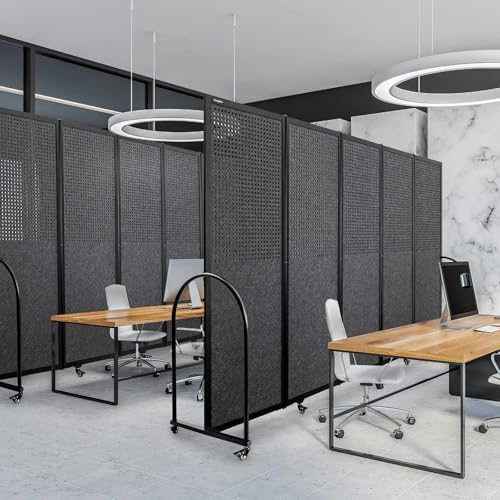 Folding Screen with Holes,10'6"W x 6'7"H,5 Panel,Dark Grey — view 6
