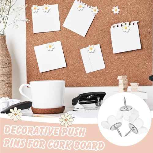 Sawysine 60 Pcs Cute Push Pins Decorative Push Pins Thumb Tacks Colorful Flower Pushpins, Flower Thumb Tack fo — view 5
