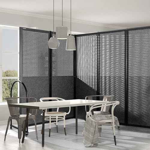 Folding Screen with Holes,10'6"W x 6'7"H,5 Panel,Dark Grey — view 5