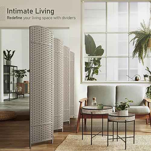Sorbus Foldable Room Divider, Mesh Privacy Screen (8 Panel, Beige) — view 2