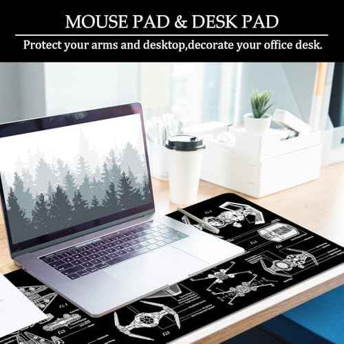 Black Gaming Mouse Pad Large Mouse Pad XL Desk Mat 31.5x11.8x0.12 inch Large Desk Pad Design Keyboard Pad (Des — view 6