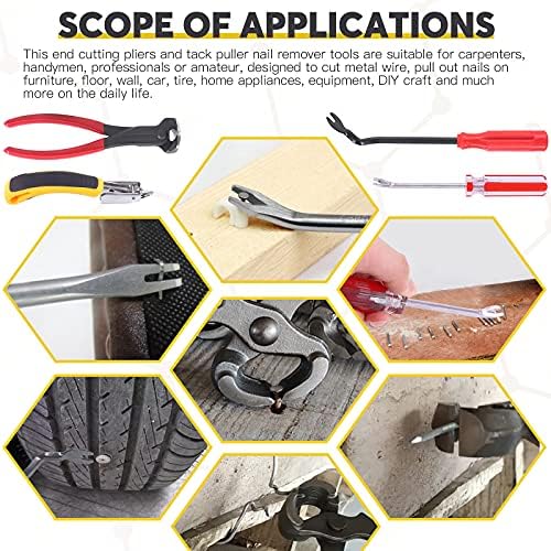 4Pcs Nail Puller and Staple Remover Tool Set, 7" End Cutting Pliers, Staple Puller, Tack Lifter, Fastener Remo — view 7