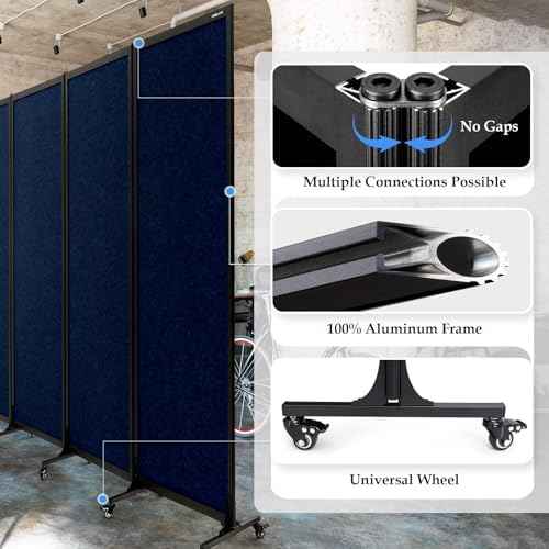 Room Partition 2.0 Upgrade Version,6'L* 6'7"H,3 Panel,Blue — view 4
