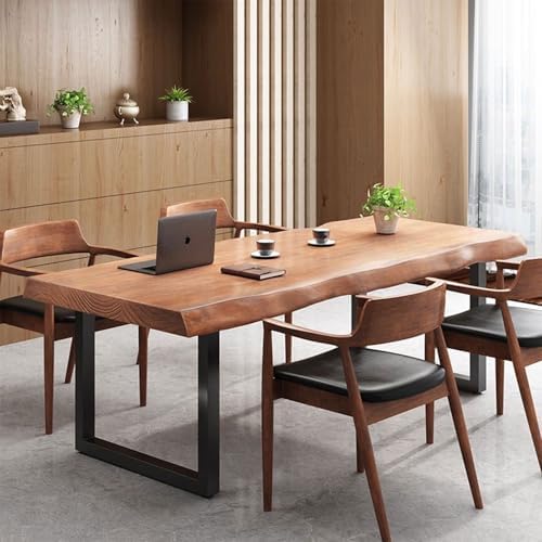 Stylish Solid Wood Office Desk with Sturdy Metal Base - Durable Multi-Size Executive Computer & Dining Table - — view 5