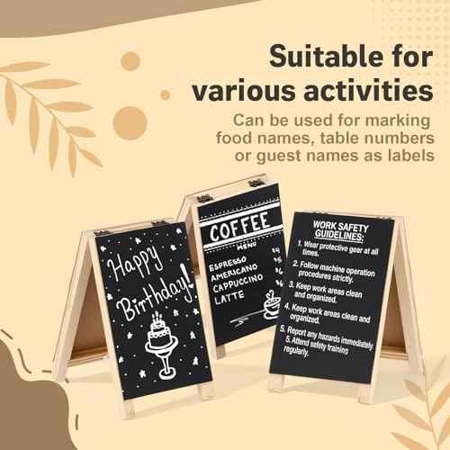 3 Pcs Mini Chalkboard Easel Signs 4.5" x 7.5" Tabletop Chalkboard Sign Double Sided Display Comes with Chalk a — view 6