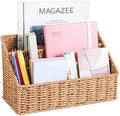 DINGTAI Woven Mail Organizer Countertop, 12 Inch Mail Organizer Basket for Bill and Pen, Farmhouse Desk organizers and storag
