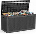 PatioZen 150 Gallon Resin Deck Box, Lockable Patio Outdoor Storage Box for Furniture, Garden Tools and Tools Storage, Waterpr