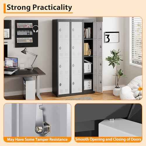 GarveeTech 72’’ Metal Storage Cabinet with 4 Door, Lockers for Employees Students with Shelves, Metal Storage  — view 5