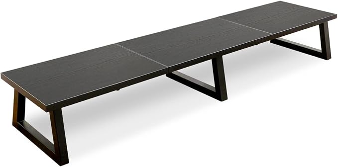 TEAMIX Black 42 inch Dual Monitor Riser, Wood and Steel Long Monitor Stand