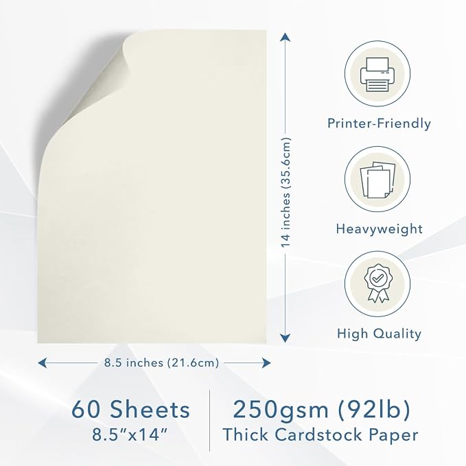 MOS Off-White Legal Cardstock Paper 8.5 x 14 Inch — Heavyweight 250 GSM Cover — view 2