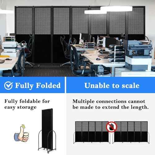 Folding Screen with Holes,14'3"L* 6'7"H,7 Panel,Black — view 3