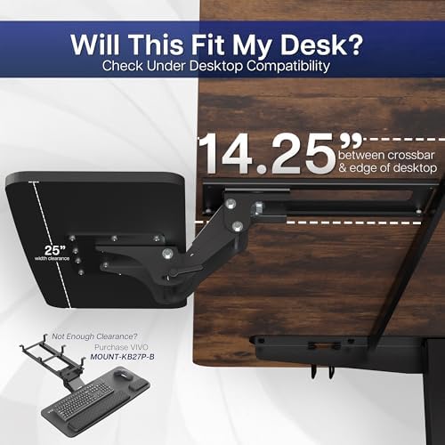 VIVO Adjustable Computer Keyboard & Mouse Platform Tray Ergonomic Under Table Desk Mount Drawer Underdesk Shel — view 4