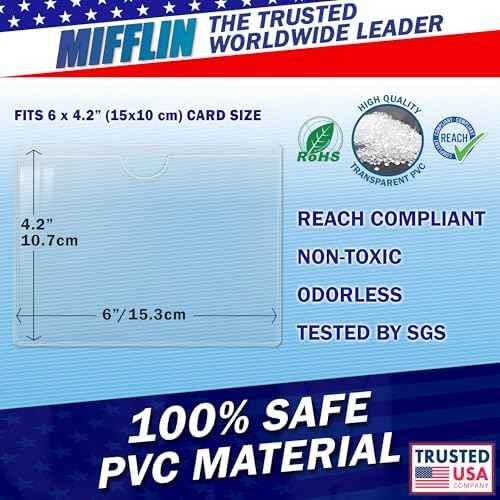 Mifflin-USA - Index Card Holder - 4x6”, 50 Pack - Clear Self-Adhesive Pockets - Label Holders for Organizing S — view 4