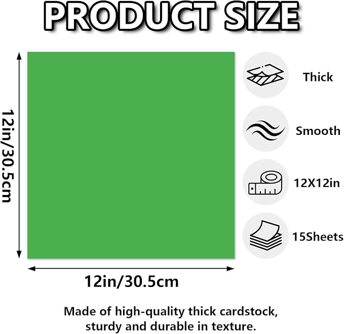 15 Sheets Green Cardstock 12"x12", 250gsm/90lb Heavyweight Cardstock Paper — view 2