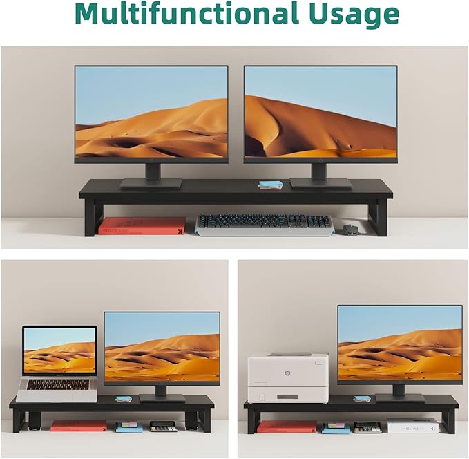 YAOHUOO Dual Monitor Stand Riser, 39Inch Large Monitor Stands — view 4