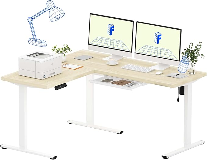 FLEXISPOT L Shaped Standing Desk, 63 x 55 Inch Electric Height Adjustable