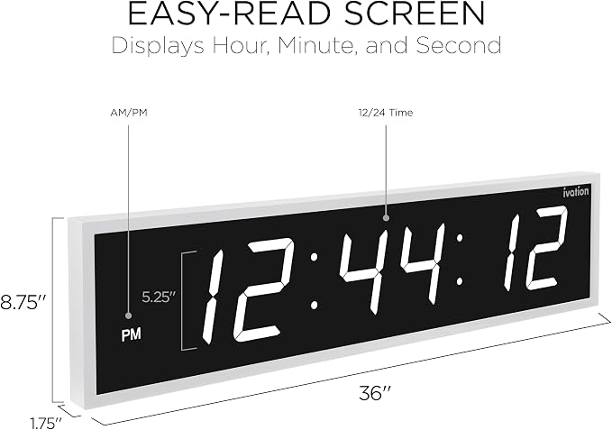Ivation Oversized 36" Large Digital LED Clock | Big Digital Clock — view 2