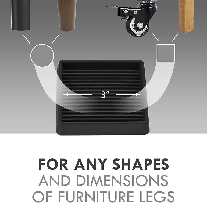 VOCOMO 3X3 Rubber Caster Cups, Non Slip Furniture Pads, Anti-Slip Gripper — view 2